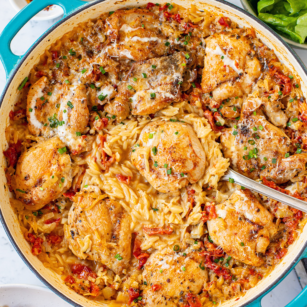 Marry Me Chicken Orzo Bake