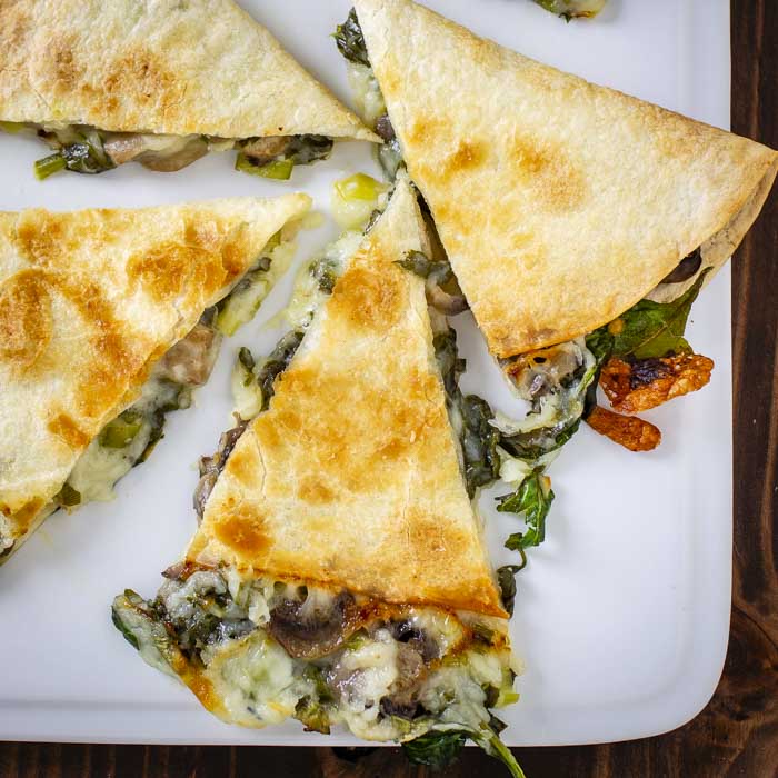 Baked Spinach Mushrooms Quesadillas