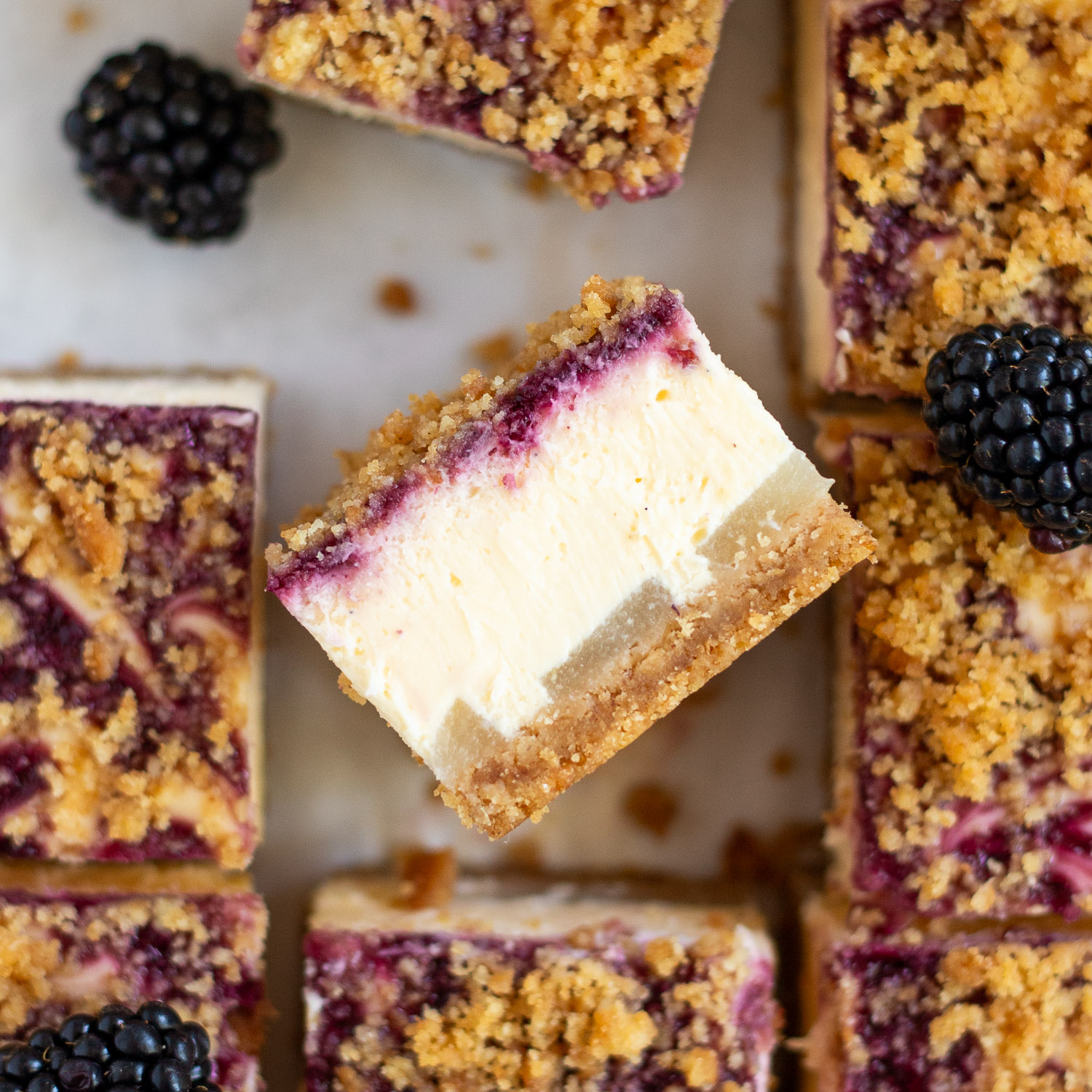 Blackberry Pear Cheesecake Bars