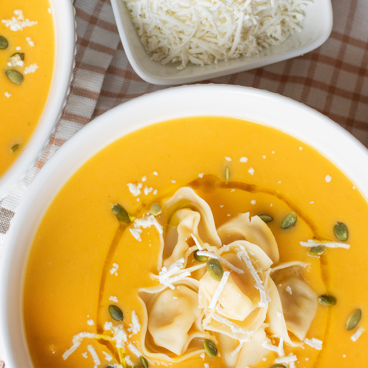 Roasted Butternut Soup & Tortellini