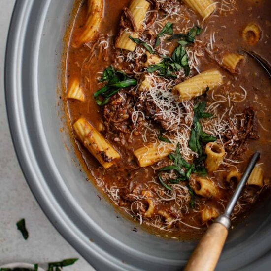 Crockpot Chuck Roast Rigatoni Soup