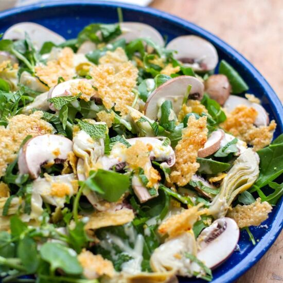 Mushroom Salad With Parmesan Crisps