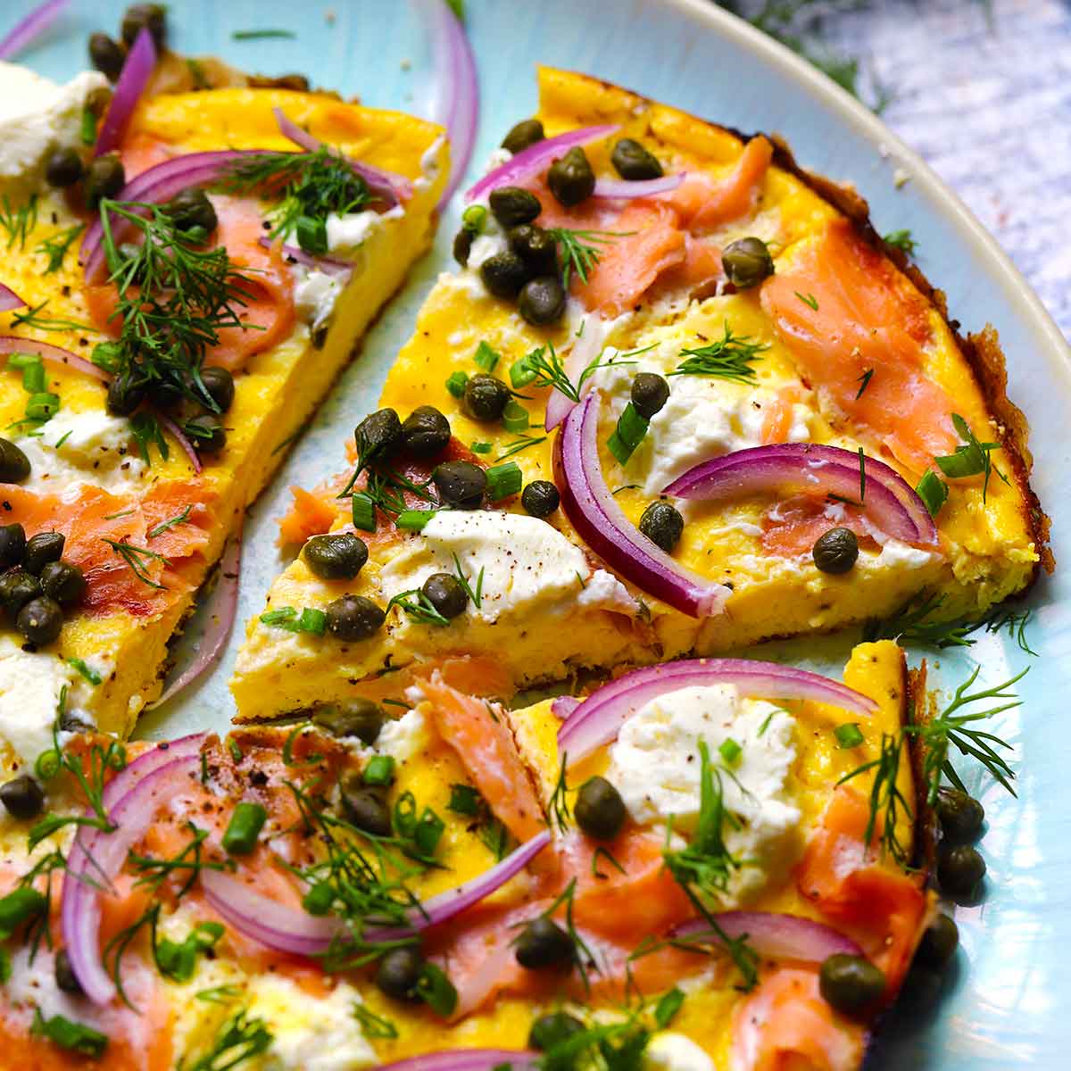 Smoked Salmon Open Faced Omelette