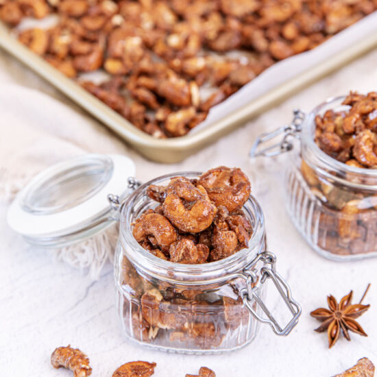 Vegan Spiced Maple Candied Cashews