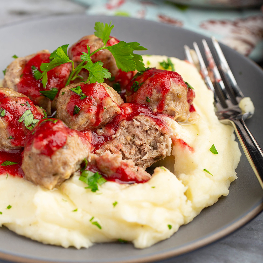 Baked Meatballs w/ Cranberry Sauce