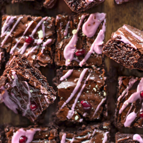 Pomegranate Glazed Almond Brownies