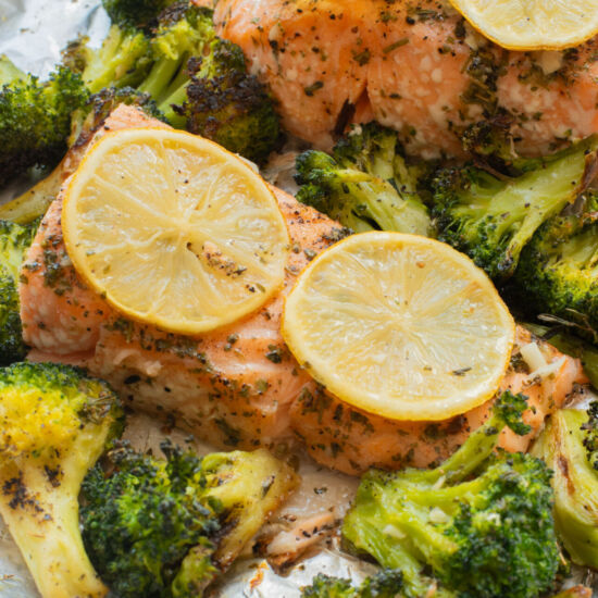 Sheet Pan Salmon and Broccoli