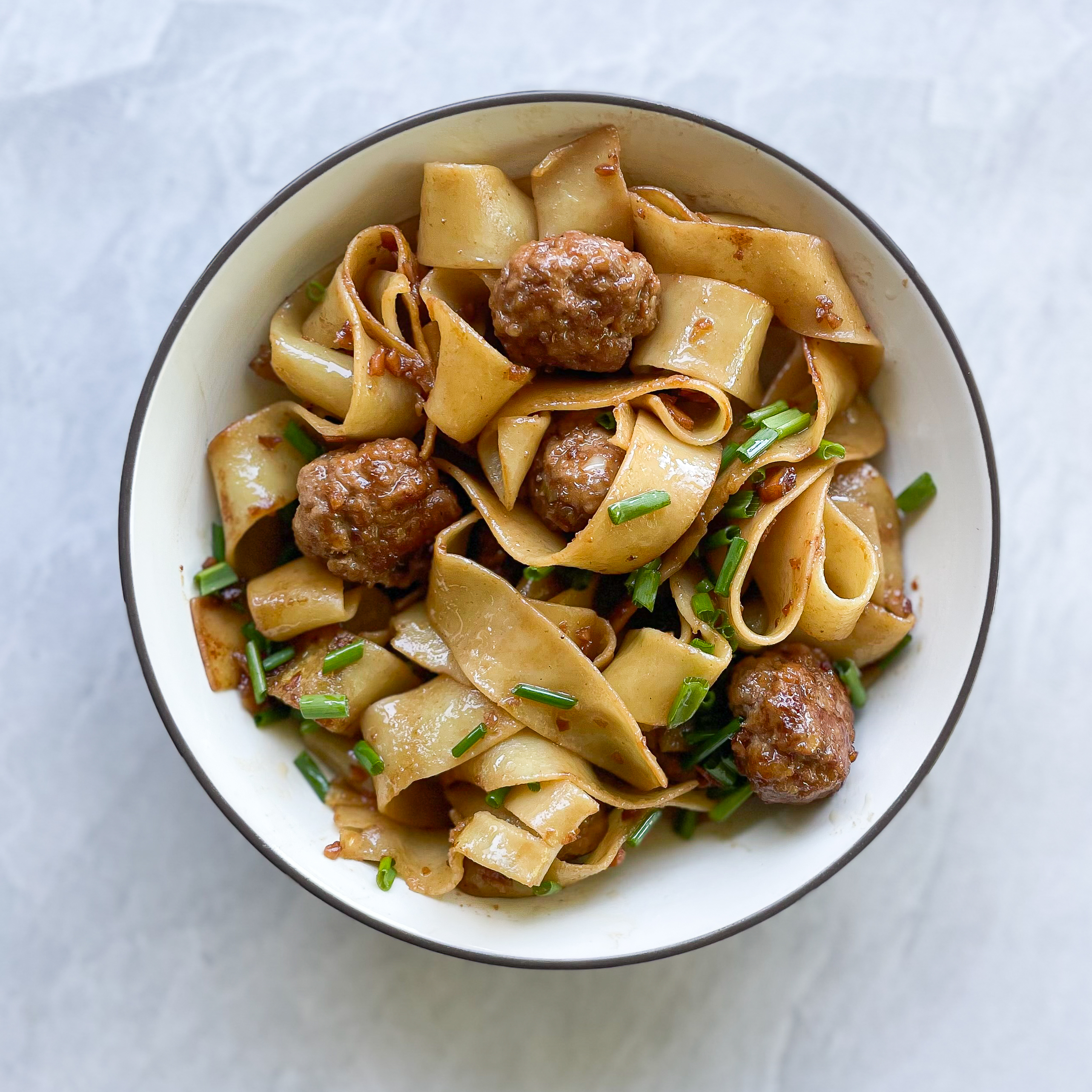 Potsticker Meatball Noodle Bowl