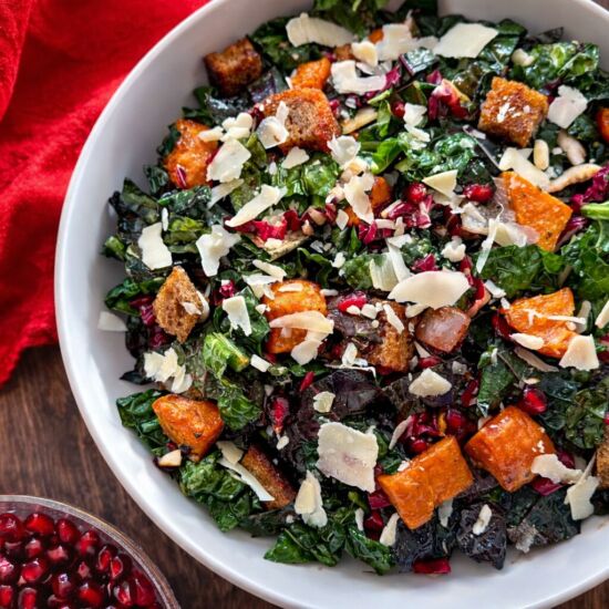 Winter Kale Panzanella Salad