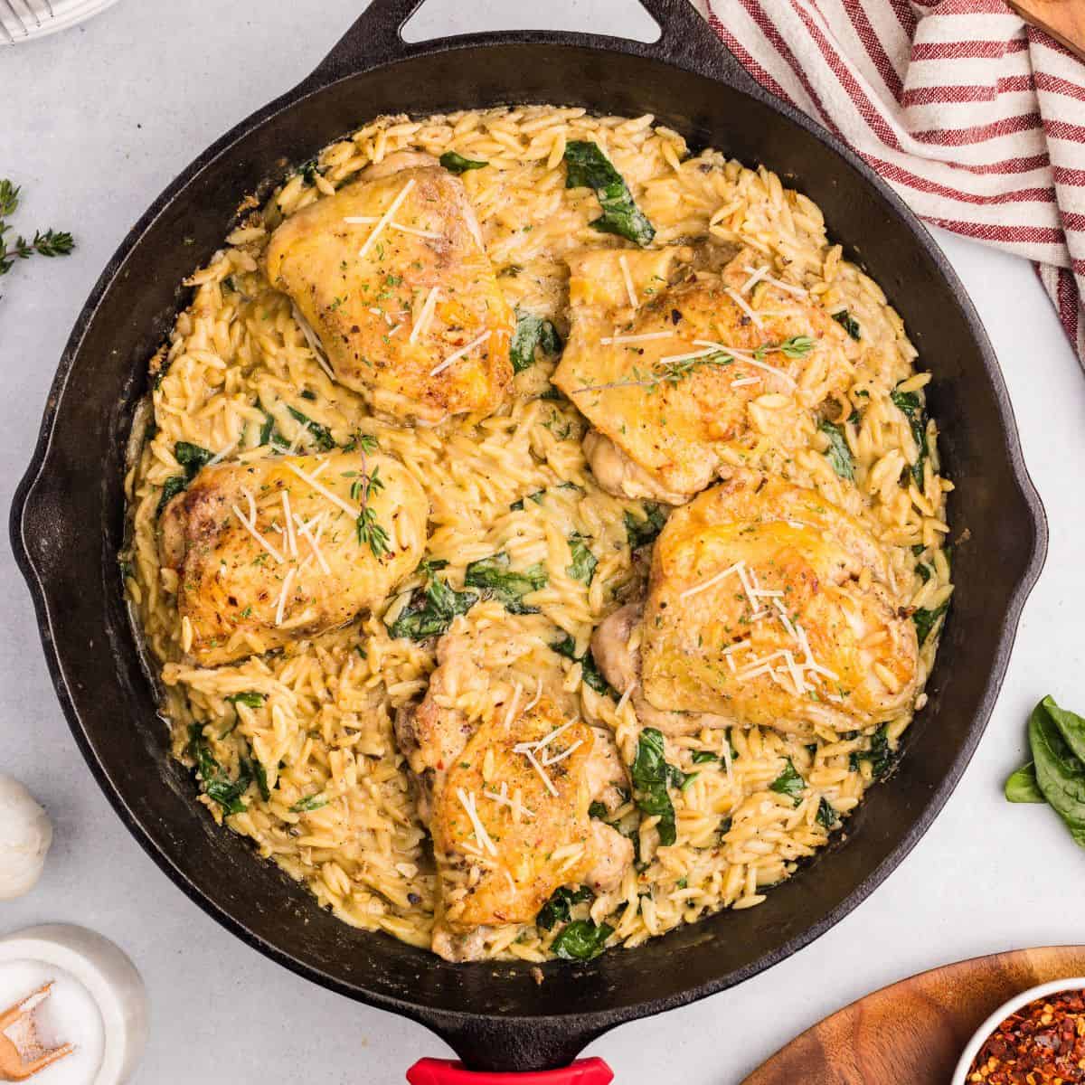 Creamy Chicken Orzo Bake