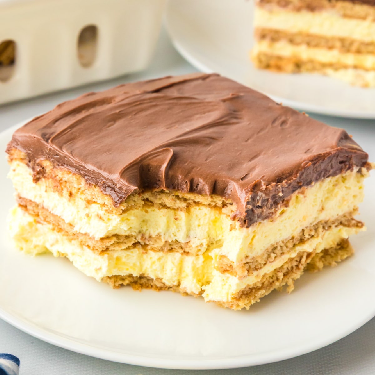 No Bake Chocolate Eclair Cake