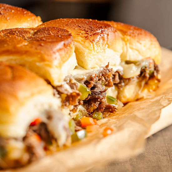 Hawaiian Roll Cheesesteak Sliders
