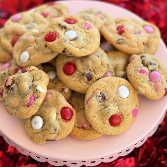 Valentine’s Day M&M Cookies