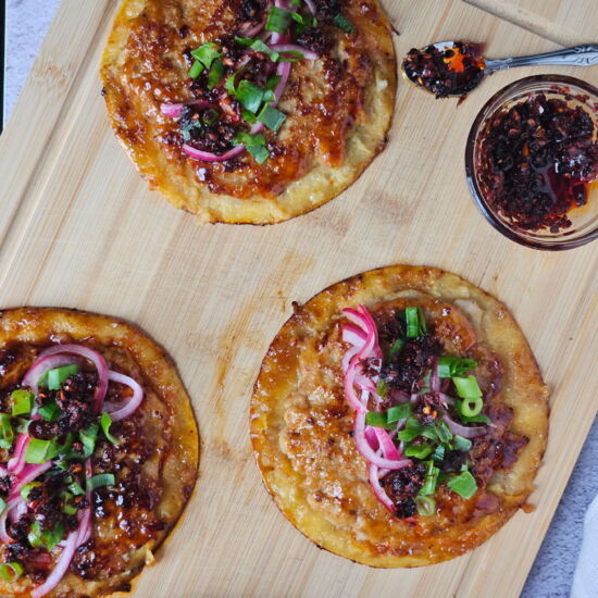 Chicken Smashed Dumpling Tacos