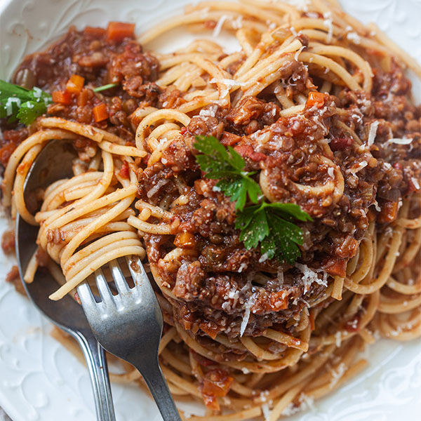 Vegan Spaghetti Lentil Bolognese