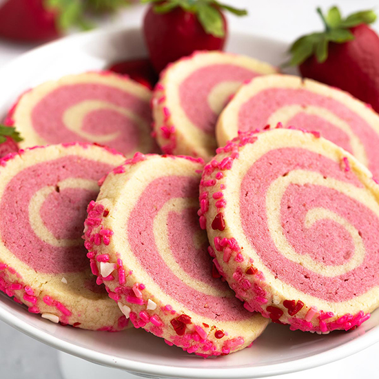 Strawberry Vanilla Pinwheel Cookies
