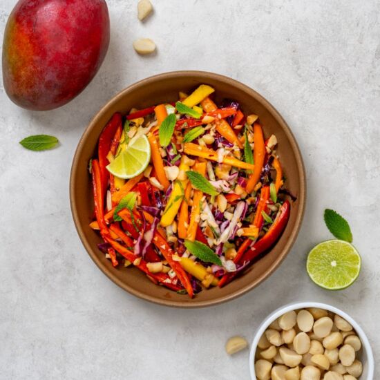 Tropical Macadamia Mango Slaw