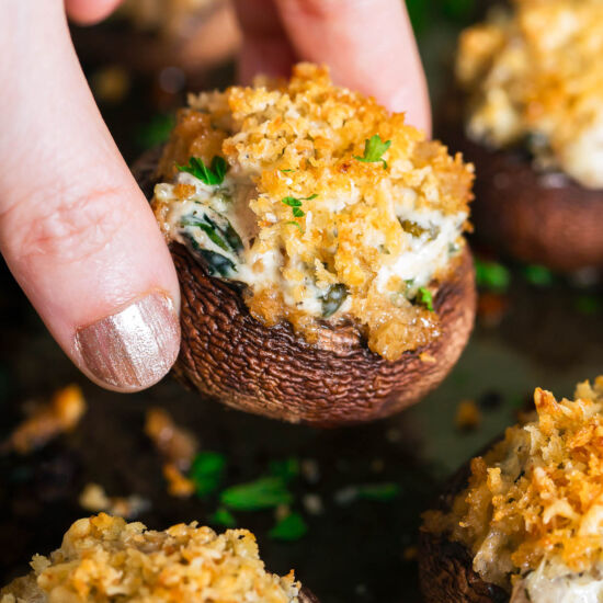 Cheesy Spinach Stuffed Mushrooms