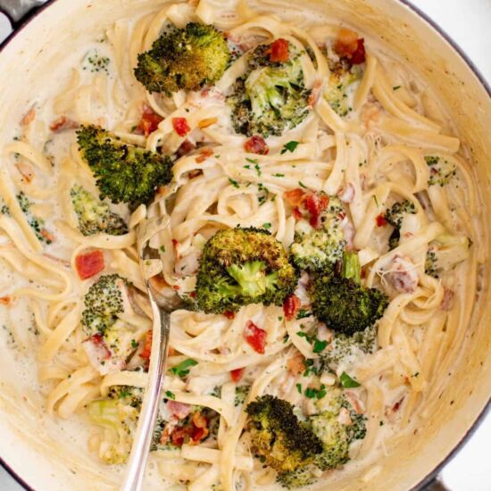 Creamy Bacon Roasted Broccoli Pasta