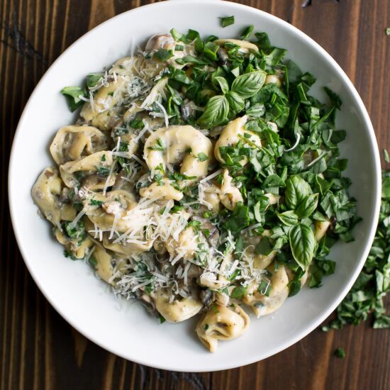 Creamy Mushroom Spinach Tortellini