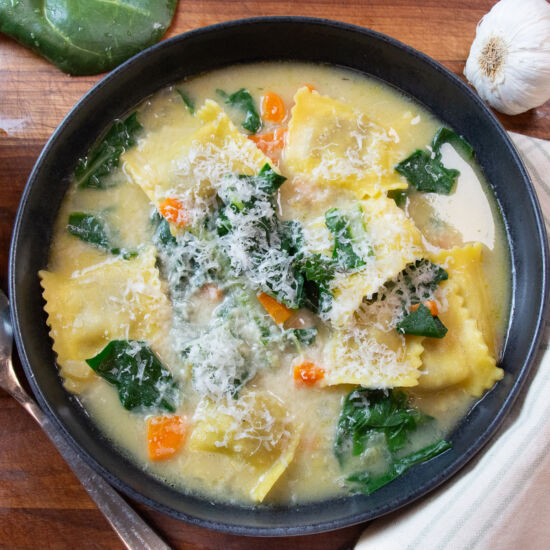 Ravioli and Chard Soup