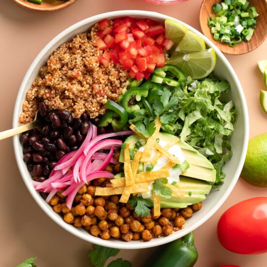 Roasted Chickpea Quinoa Taco Bowls