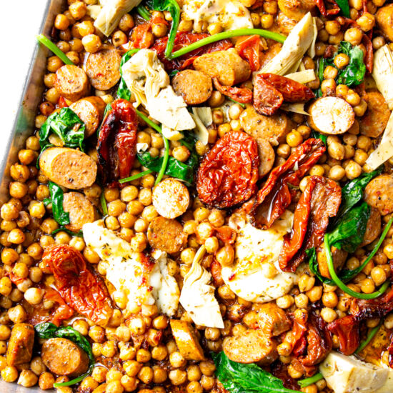 Sausage anChickpea Sheet Pan Dinner