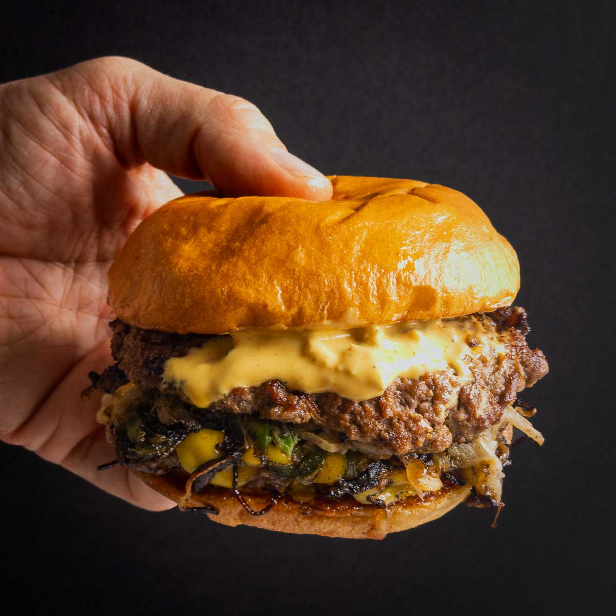 Smash Burgers w/ Onions & Jalapeños