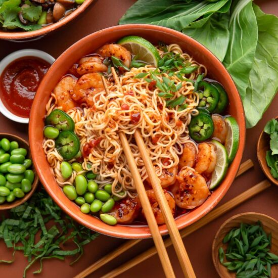 Sriracha Shrimp Ramen Soup