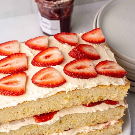 Sheet Pan Strawberry Layer Cake