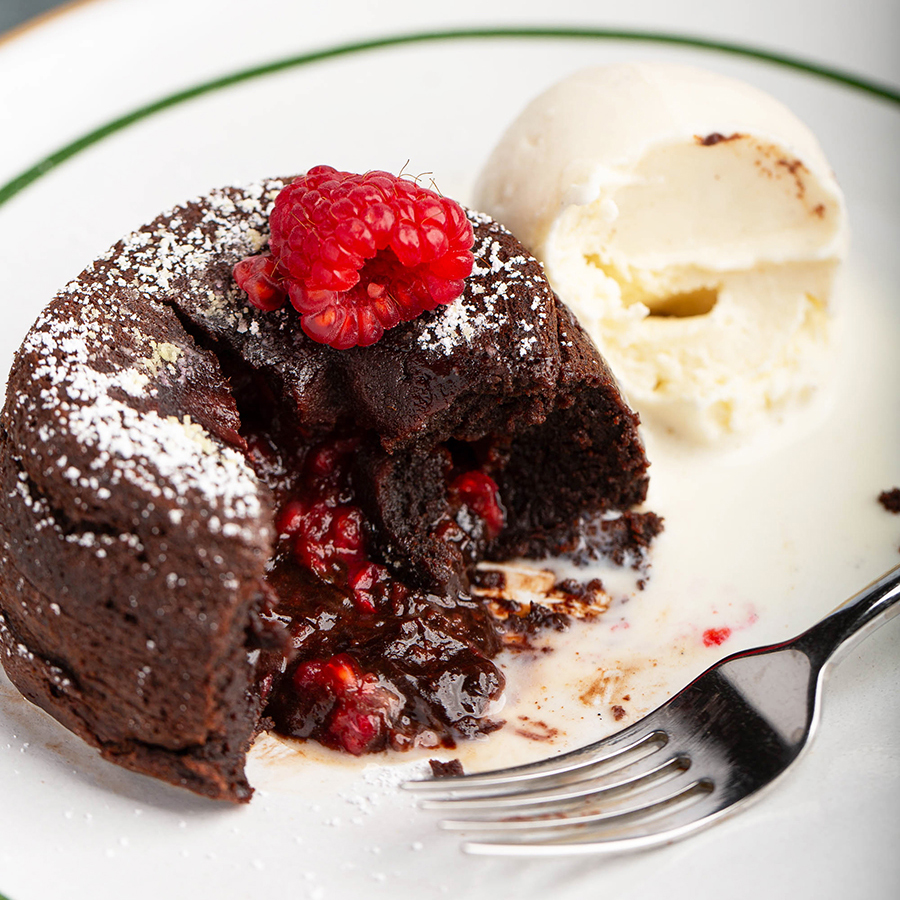 Molten Chocolate Cake with Raspberry