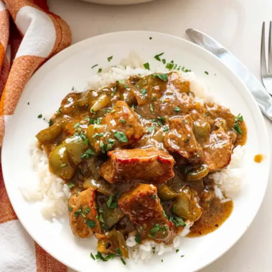 Beef Tips and Rice