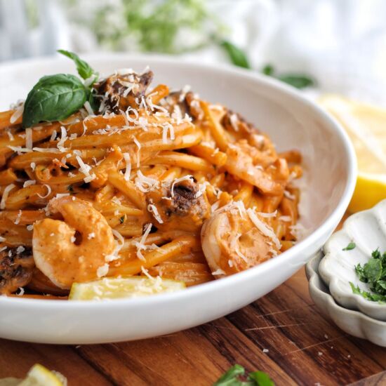Calabrian Steak and Shrimp Pasta