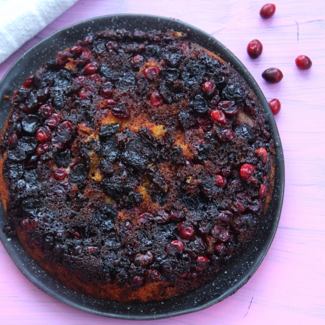 Cranberry Cornmeal Upside Down Cake
