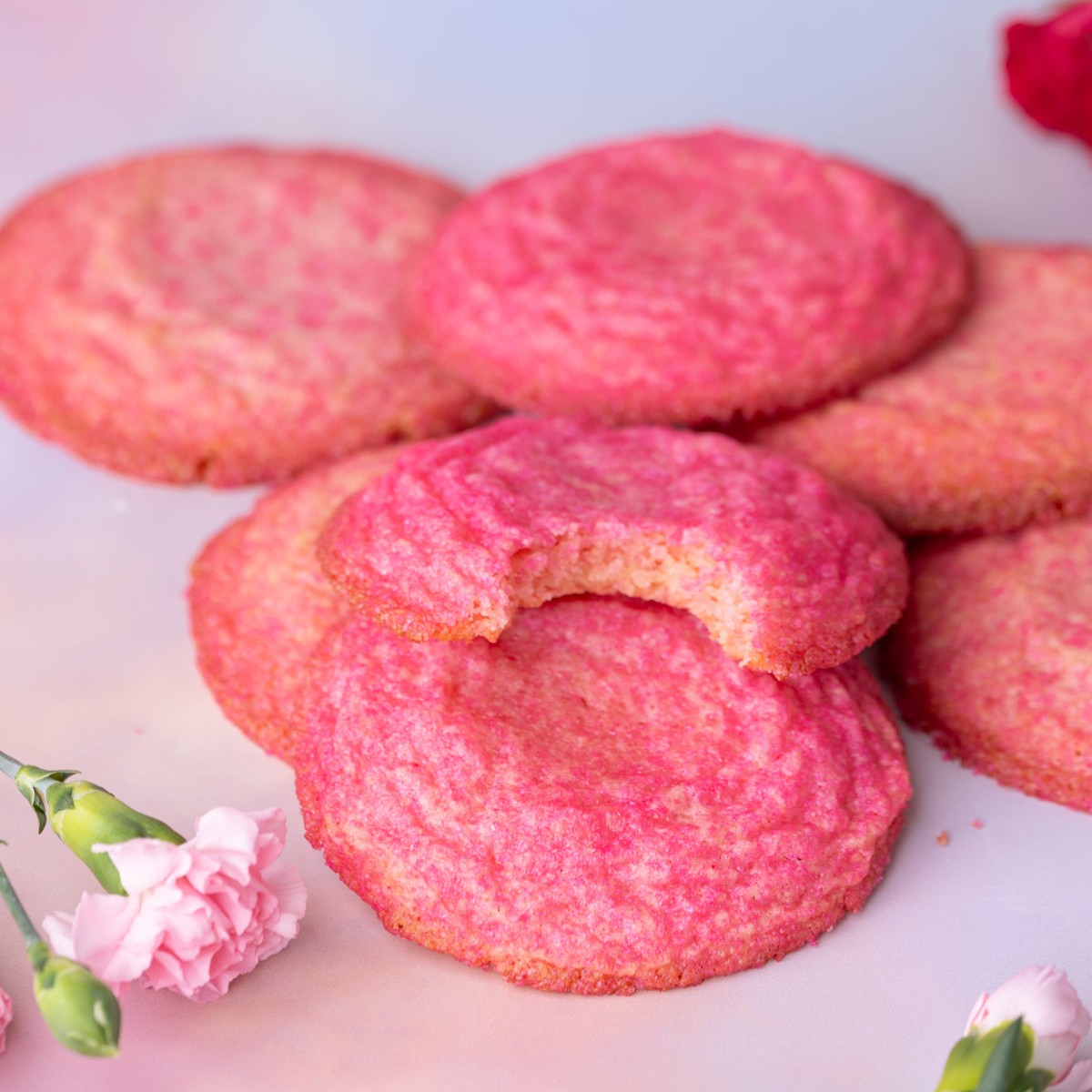 Chewy Pink Sugar Cookies