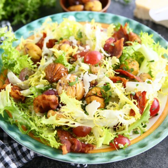 Frisée Salad with Chestnuts & Bacon