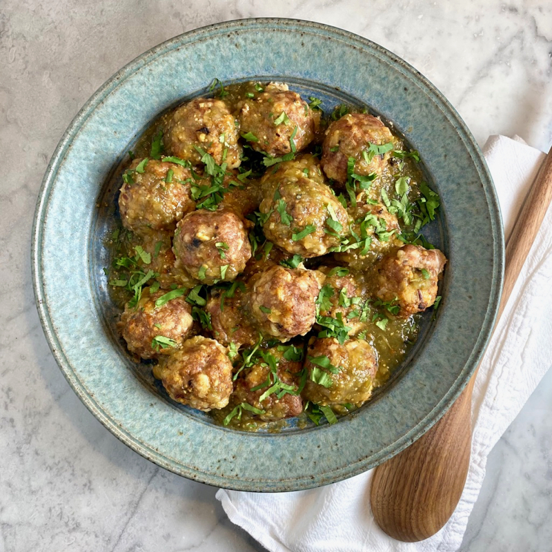 Albondigas with Tomatillo Salsa