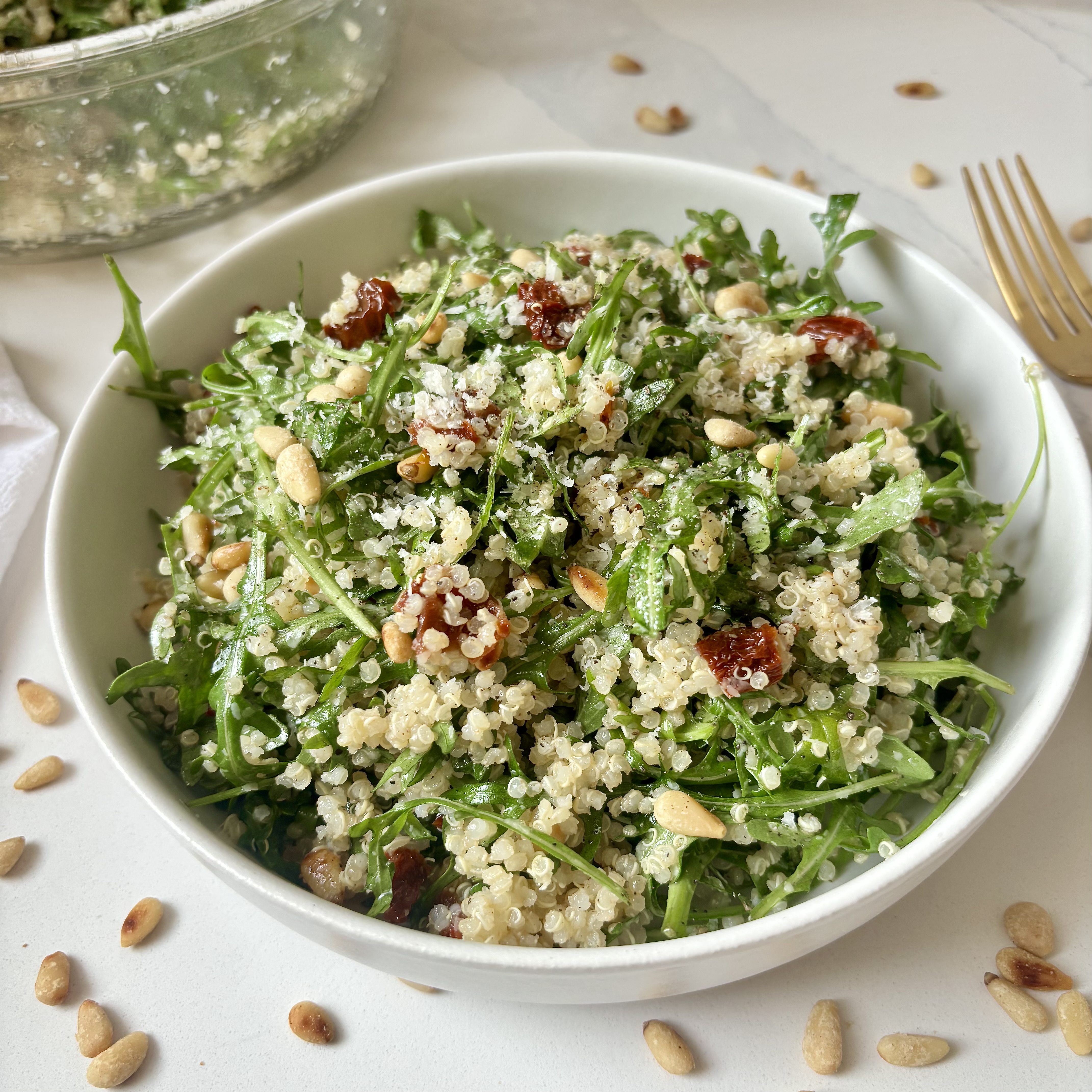 Lemon Parmesan Quinoa Arugula Salad