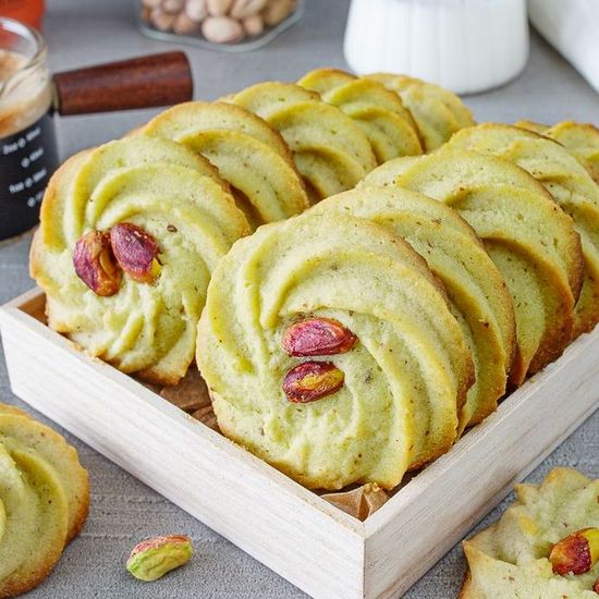 Pistachio Viennese Butter Cookies