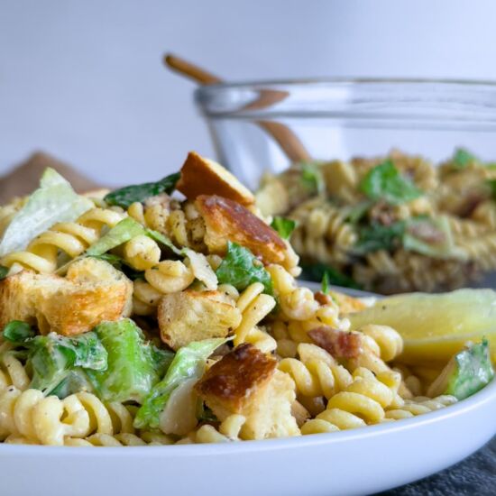 Tahini Caesar Pasta Salad