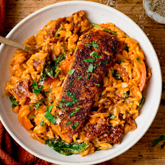 Tuscan Salmon with Orzo