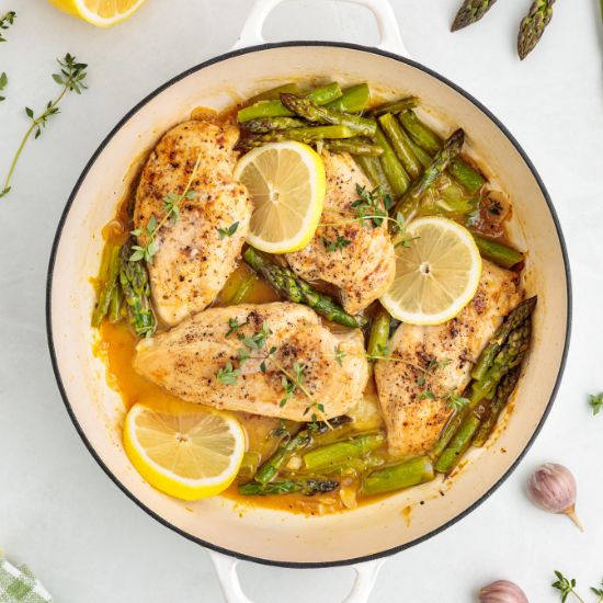One Pot Lemon Chicken and Asparagus