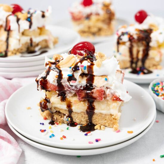No Bake Banana Split Cake