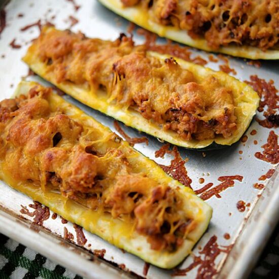 BBQ Chicken Zucchini Boats