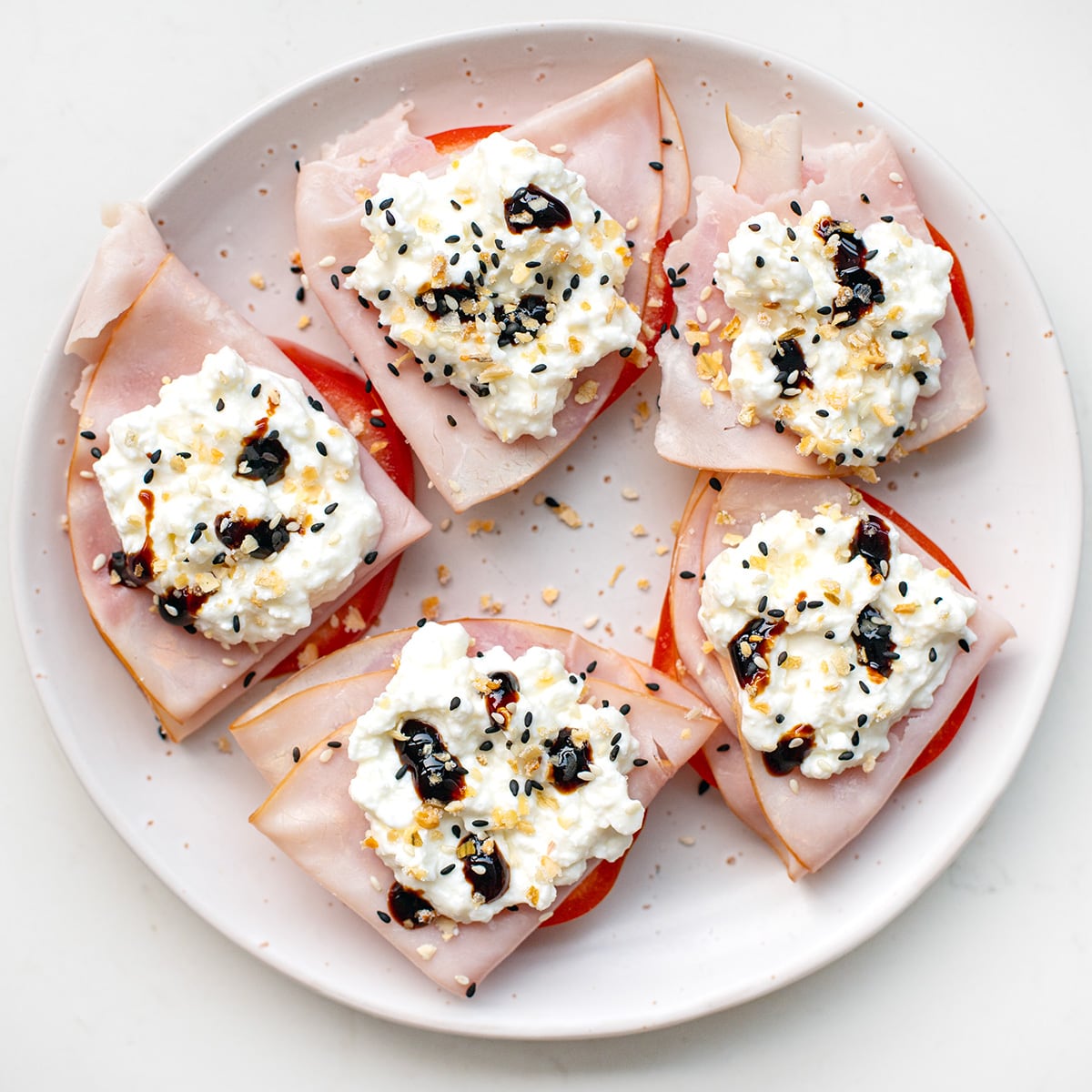 Cottage Cheese Tomato Snack Stacks