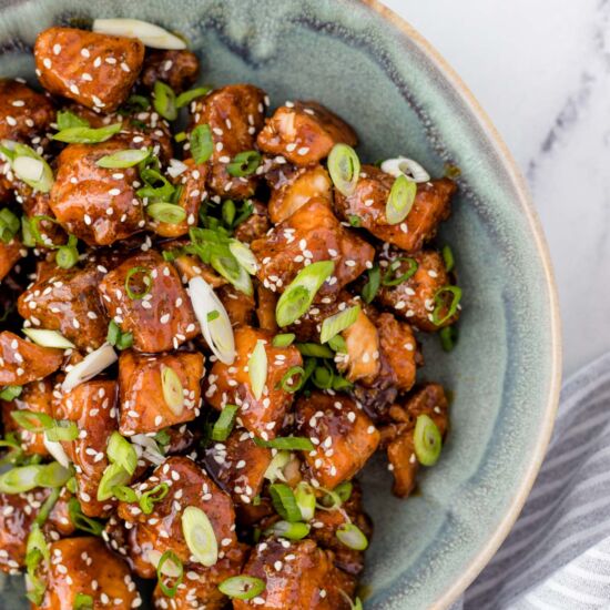 Crispy Honey Garlic Salmon Bites