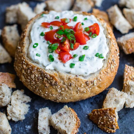 Spinach Dip in a Bread Bowl