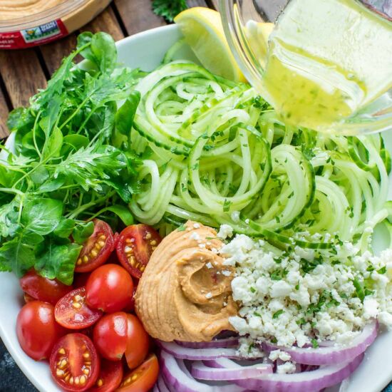 Spiralized Greek Cucumber Salad