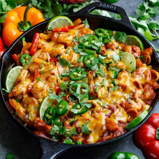 Shrimp Fajita Pasta Skillet