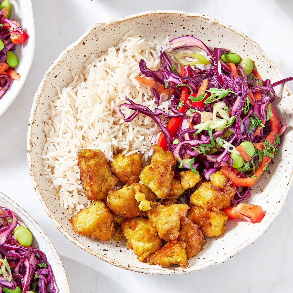 Tofu Rice Bowl With Crunchy Salad